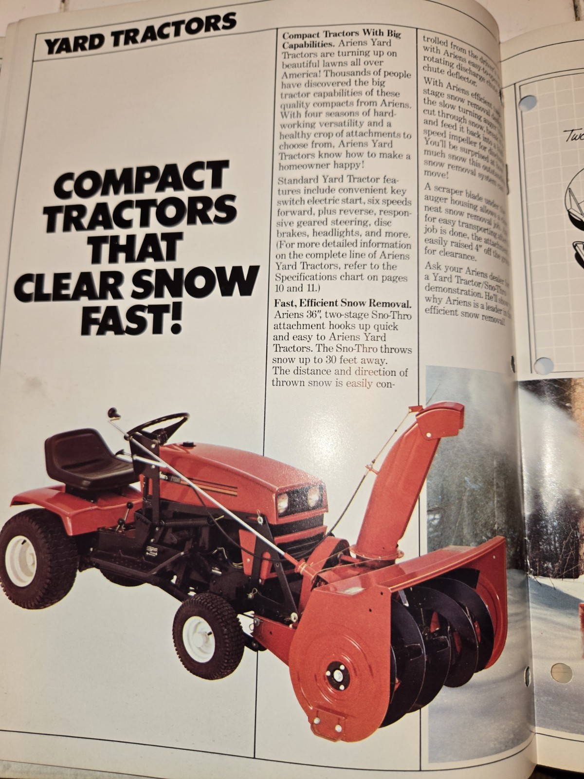 2 1983 ARIENS DEALERSHIP ADVERTISING BROCHURES SNO-THRO TRACTORS & SNO-THROS
