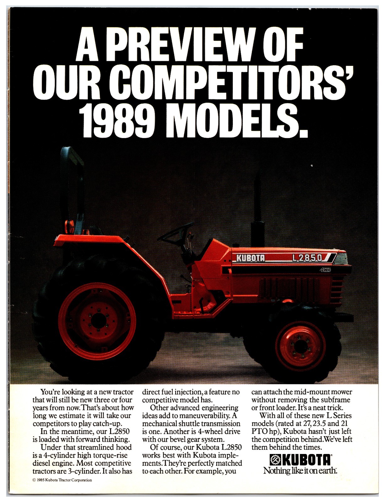 Original 1989 Kubota L2850 Tractor Ad -Print Advertisement (8in x 11in)