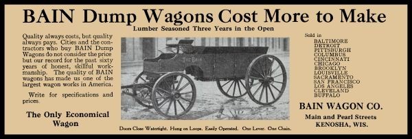 1913 Bain Dump Wagons of Kenosha, Wisconsin NEW Metal Sign: 6×18″