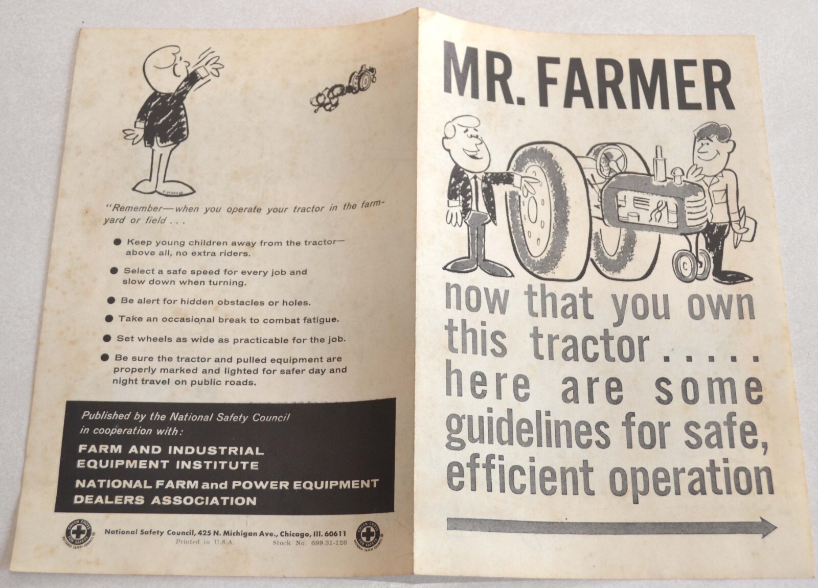 Vintage 1960s National Safety Council “Mr. Farmer” Tractor Safety Brochure