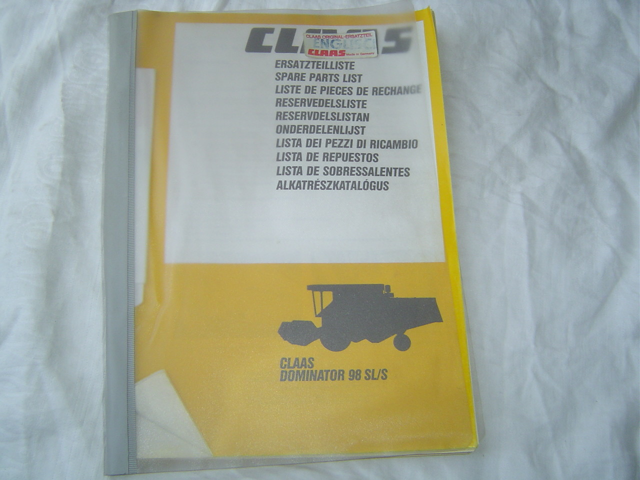 CLAAS Dominator 98 SL/S combine parts catalog list book manual