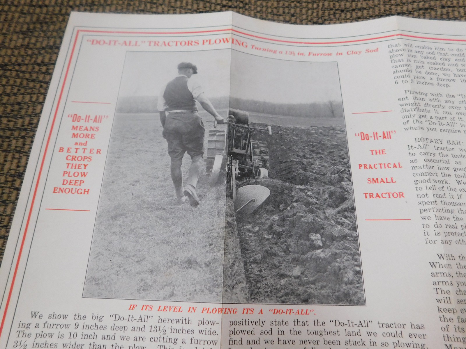 1920’s Do-It-All Tractor Brochure Pamphlet *Very RARE*