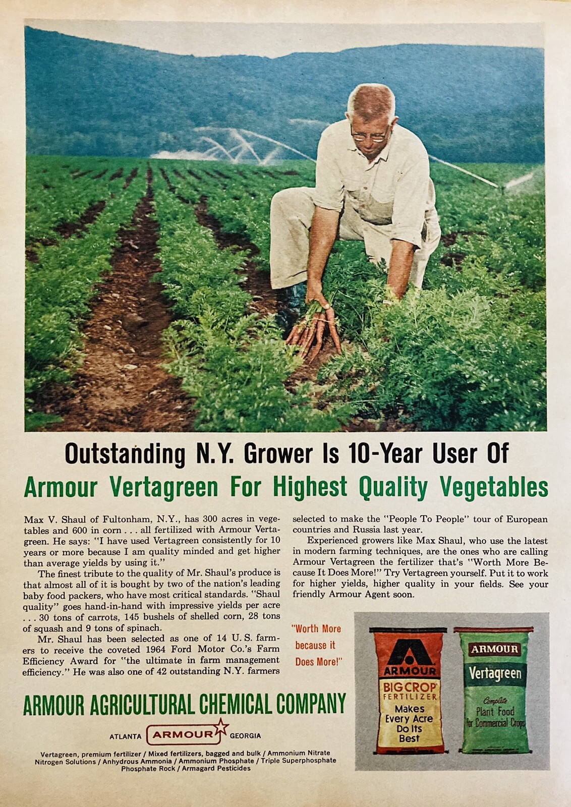 1964 AD.(XH76)~ARMOUR AGRICULTURAL CHEMICAL CO. ATLANTA. SHAUL FARM, FULTONHAM