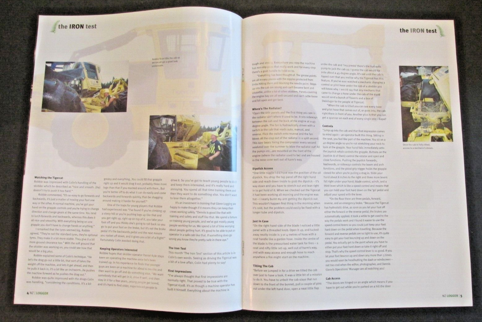 NEW ZEALAND LOGGER MAGAZINE IRON TEST TIGERCAT 630B AD Brochure Booklet