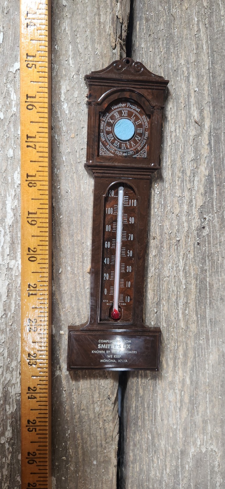 9″ Plastic Thermometer Smitty’s Dx “Known By The Customers We Keep” Monona Iowa