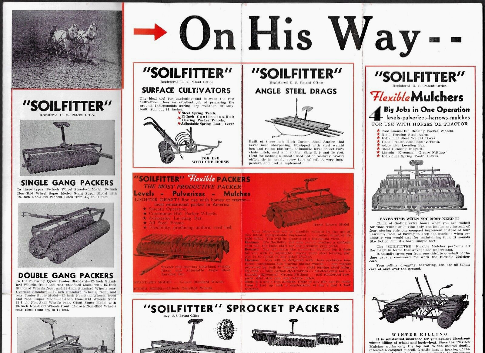 c1937 FARM IMPLEMENTS Broadside/Brochure ~ “Soilfitter” Packers