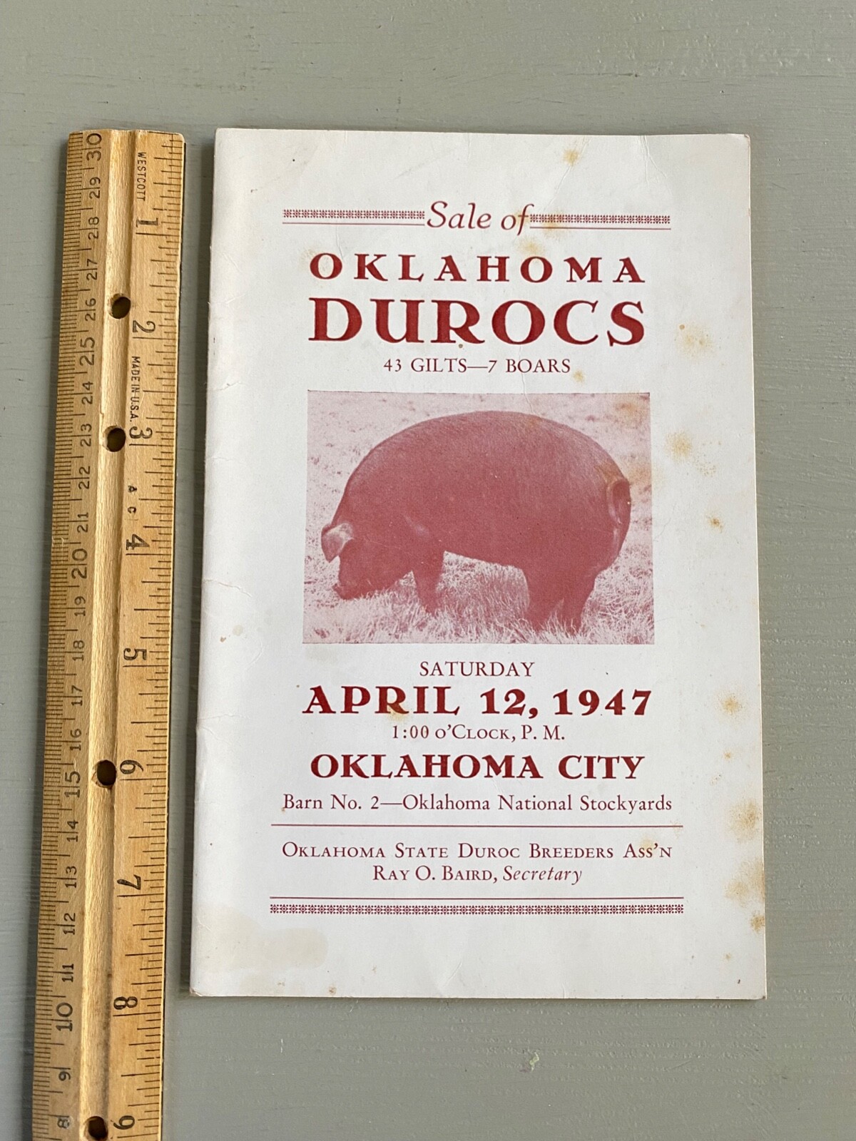 Vintage Durocs Hogs Pig Sale Catalog Book Oklahoma City OK 1947 Farm Ag Ephemera