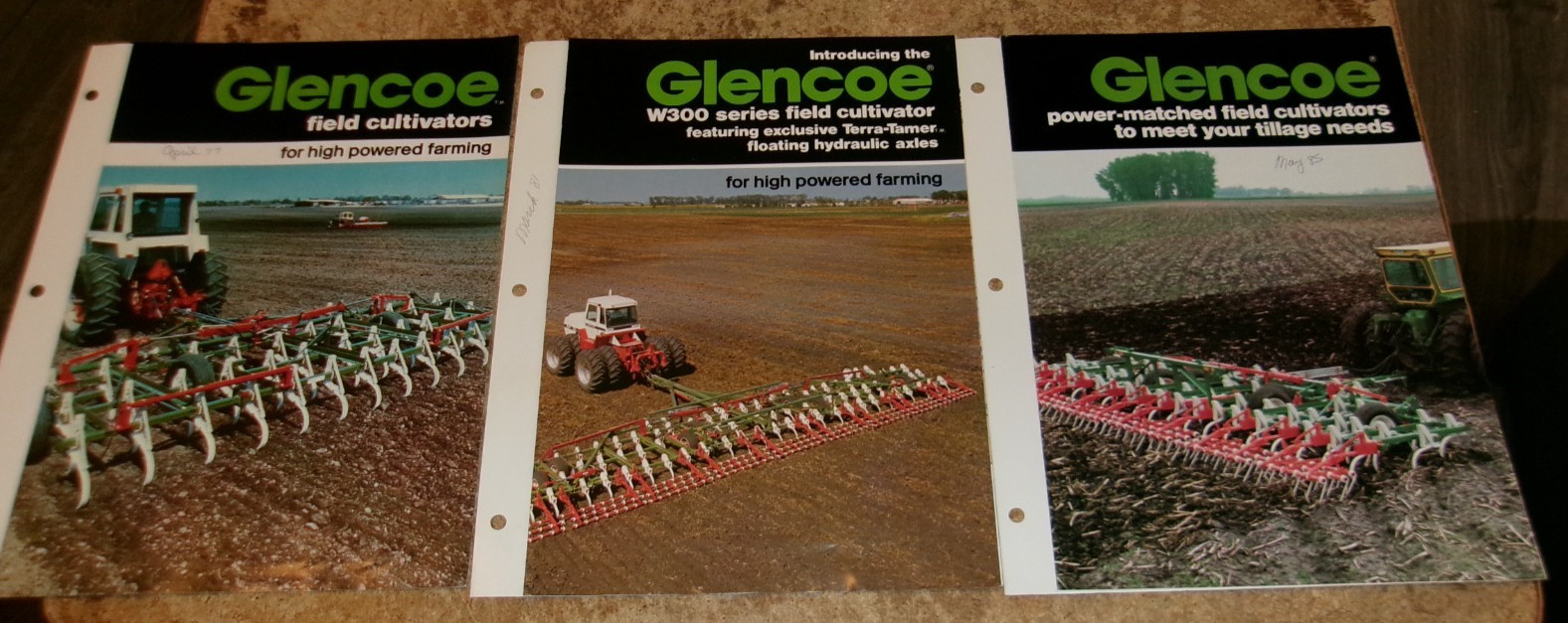 3-lot 1970’s-80’s glencoe field cultivators 3 page brochures good used