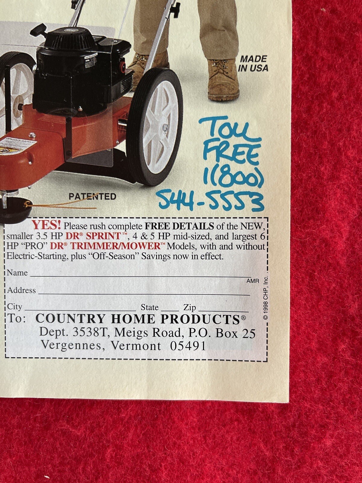 Vintage 1998 Print Ad DR Trimmer On Wheels Advertisement