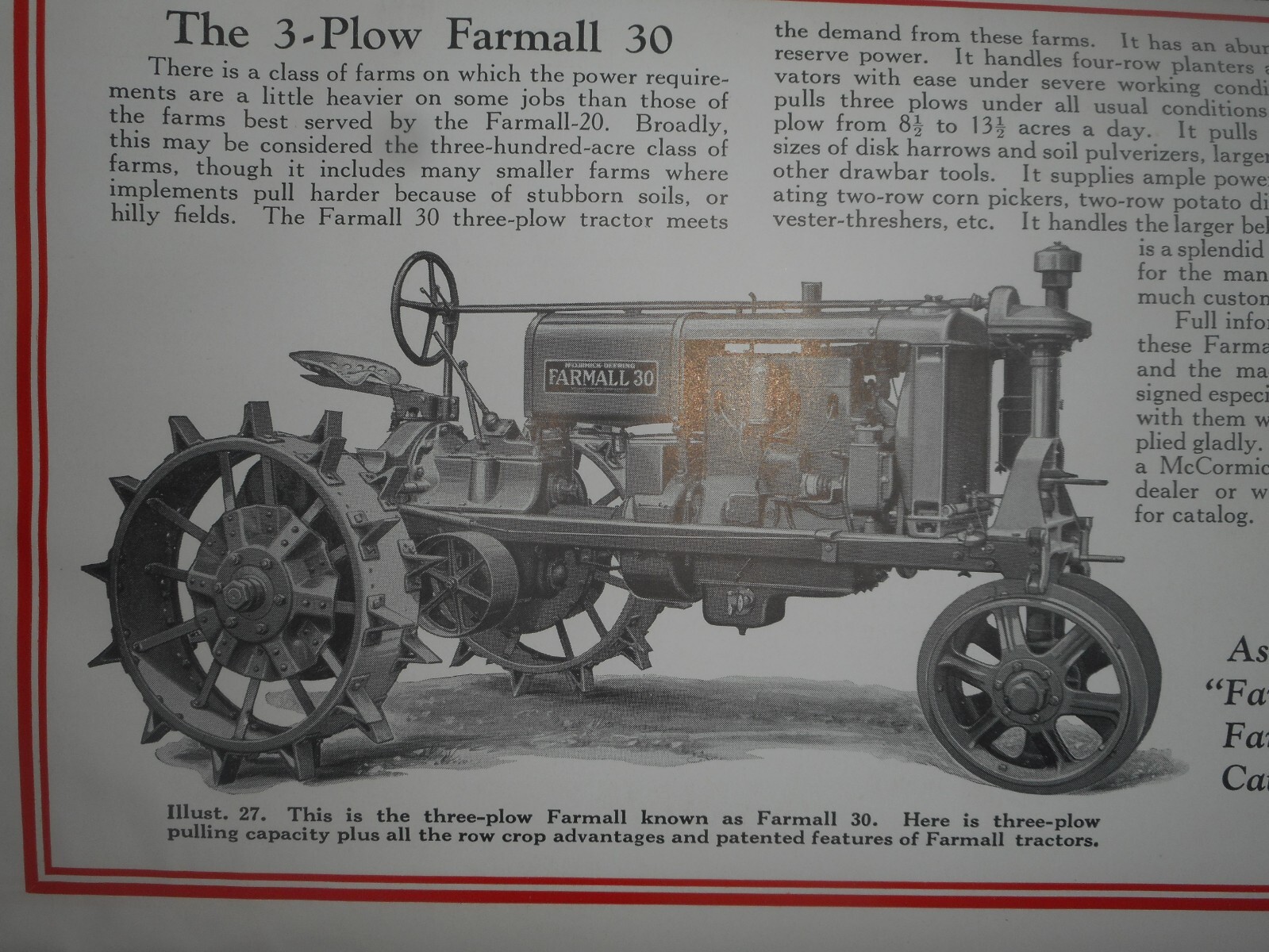 IH McCormick Deering Farmall 12 Tractor Salesman Dealer Window Brochure c.1930