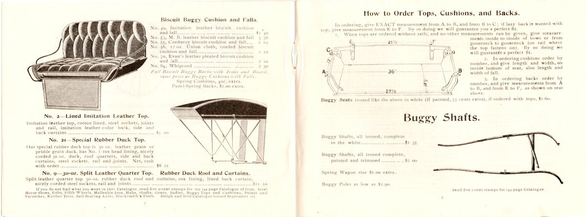 1890’s Wm. W. Boob, Mfg of Wheels, Gears, Buggies/Flyers, Add Sheets, Catalog 17