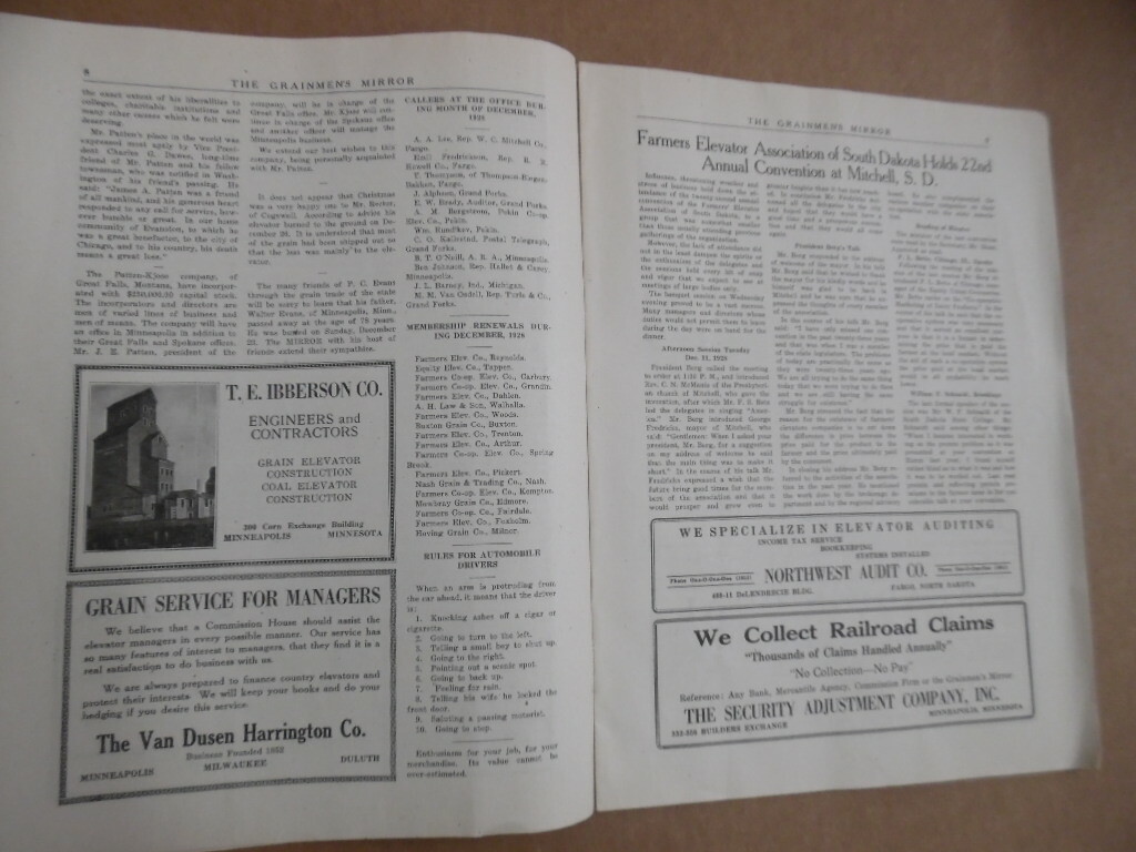 1929 Grainmen’s Mirror Official Organ of Grain Dealer Association North Dakota