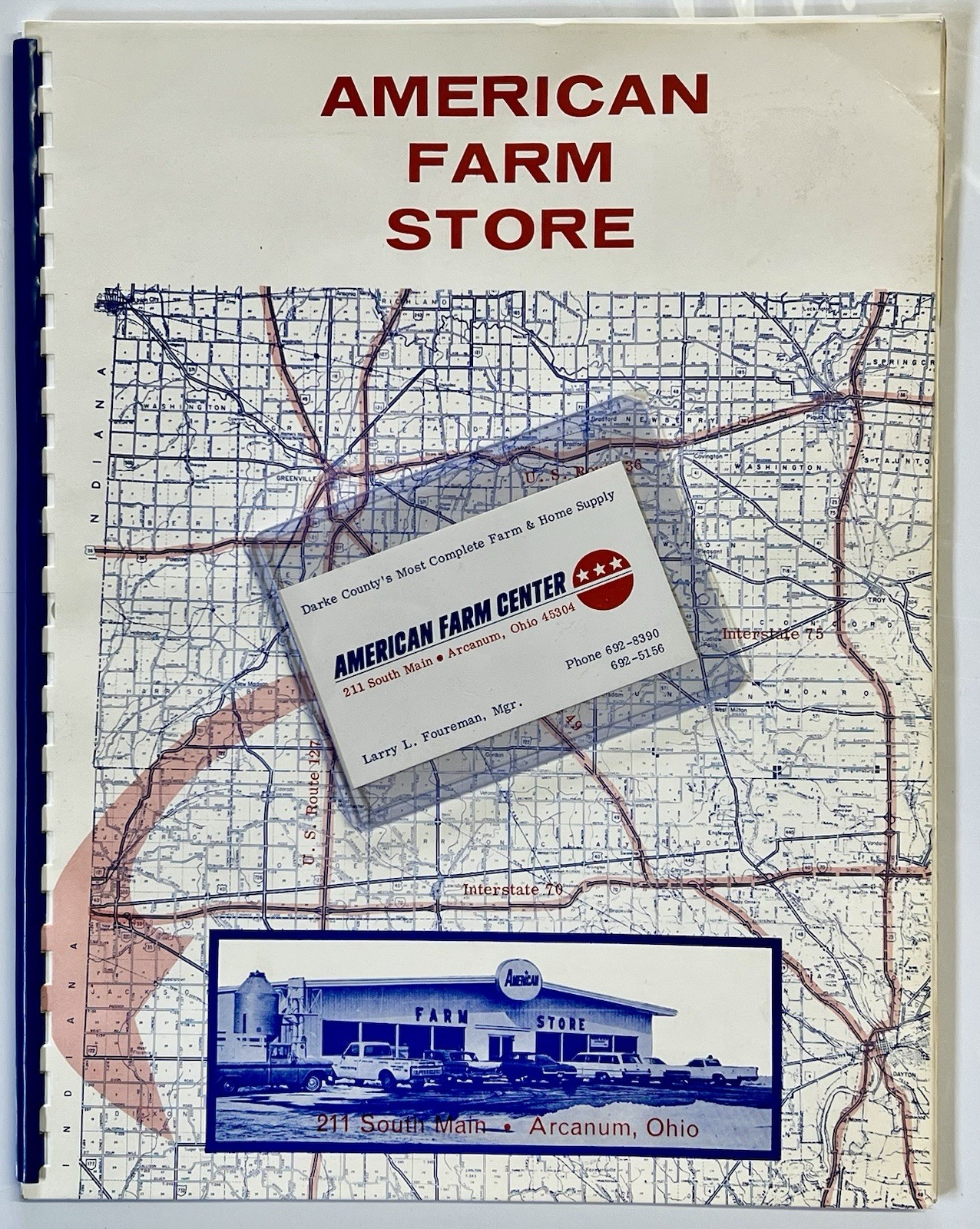 VINTAGE 1970’s ARCANUM HARDWARE AMERICAN FARM STORE BOOK LARRY FOURMAN MGR OHIO