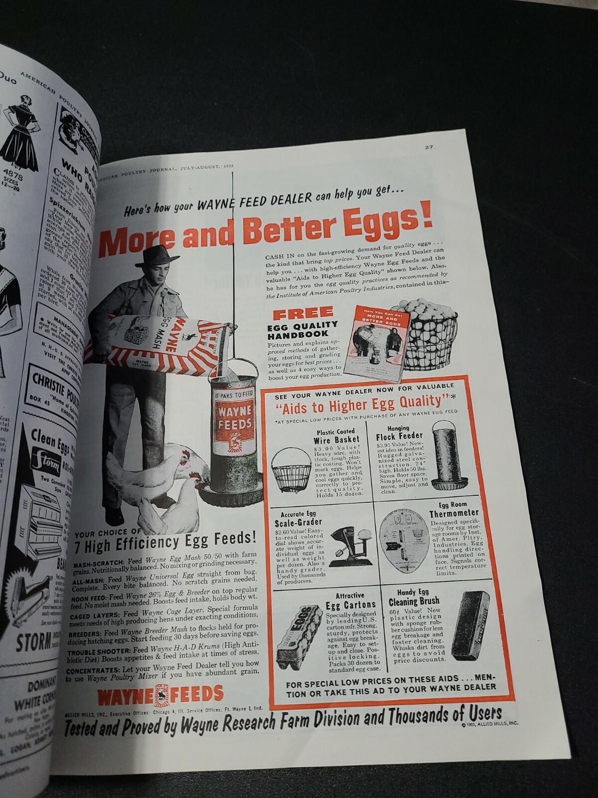 Vintage July August 1955 Poultry Farm Journal Magazine- Many Great Ads