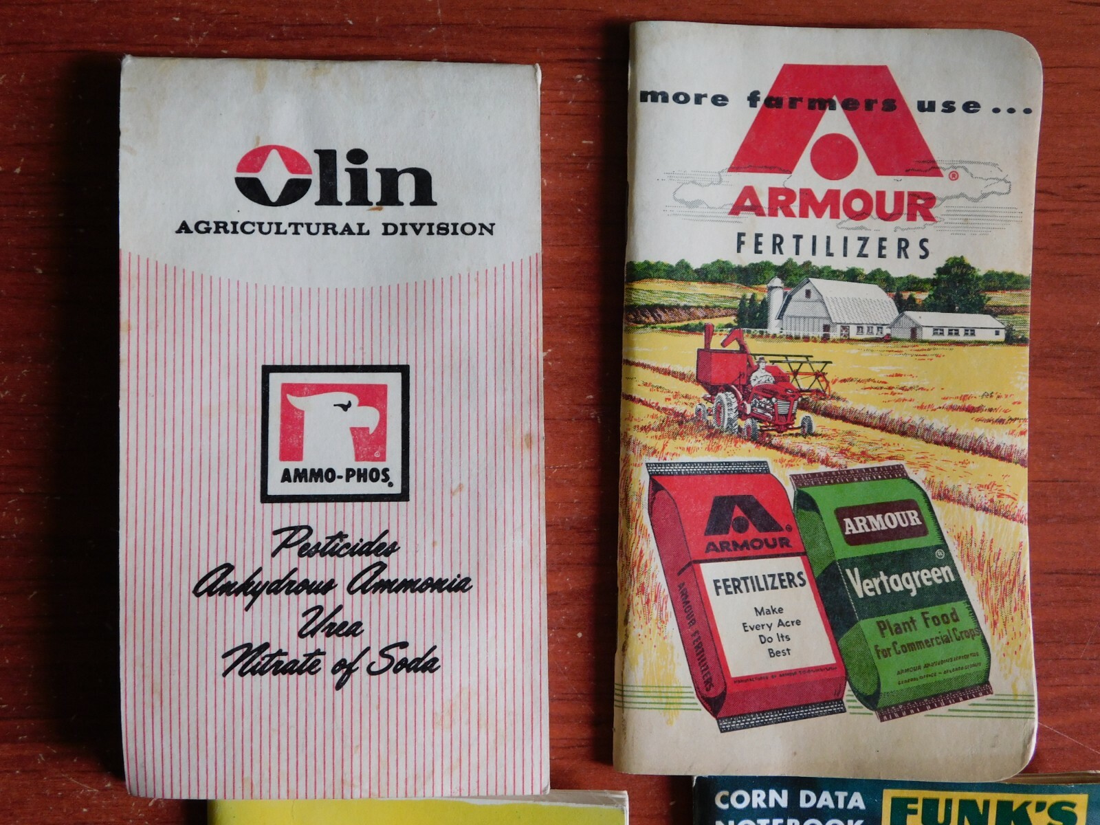 4) Notebooks: Funk’s G, McCurdy Hybrids, Olin Agri, Armour Fert – advertising