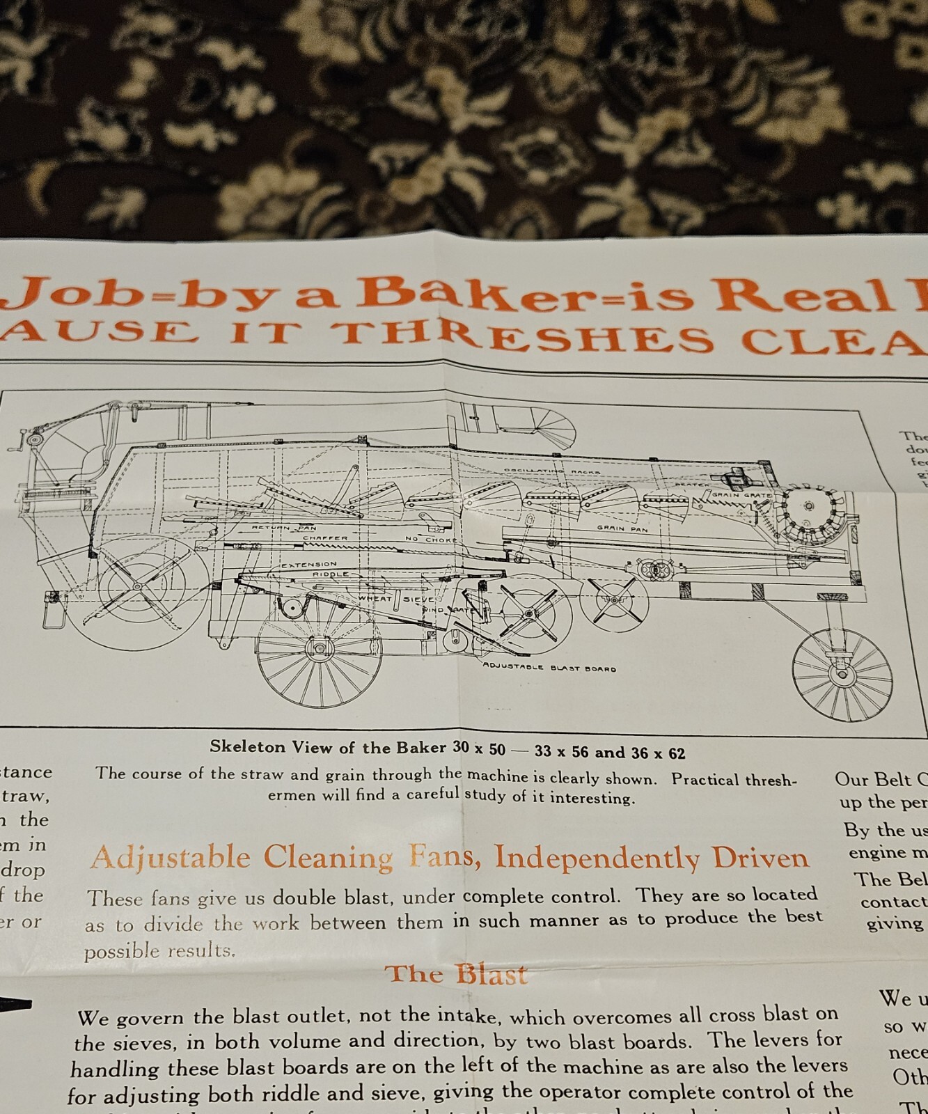 Huge c1910 Baker Tractor Fold Out Brochure Swanton Ohio