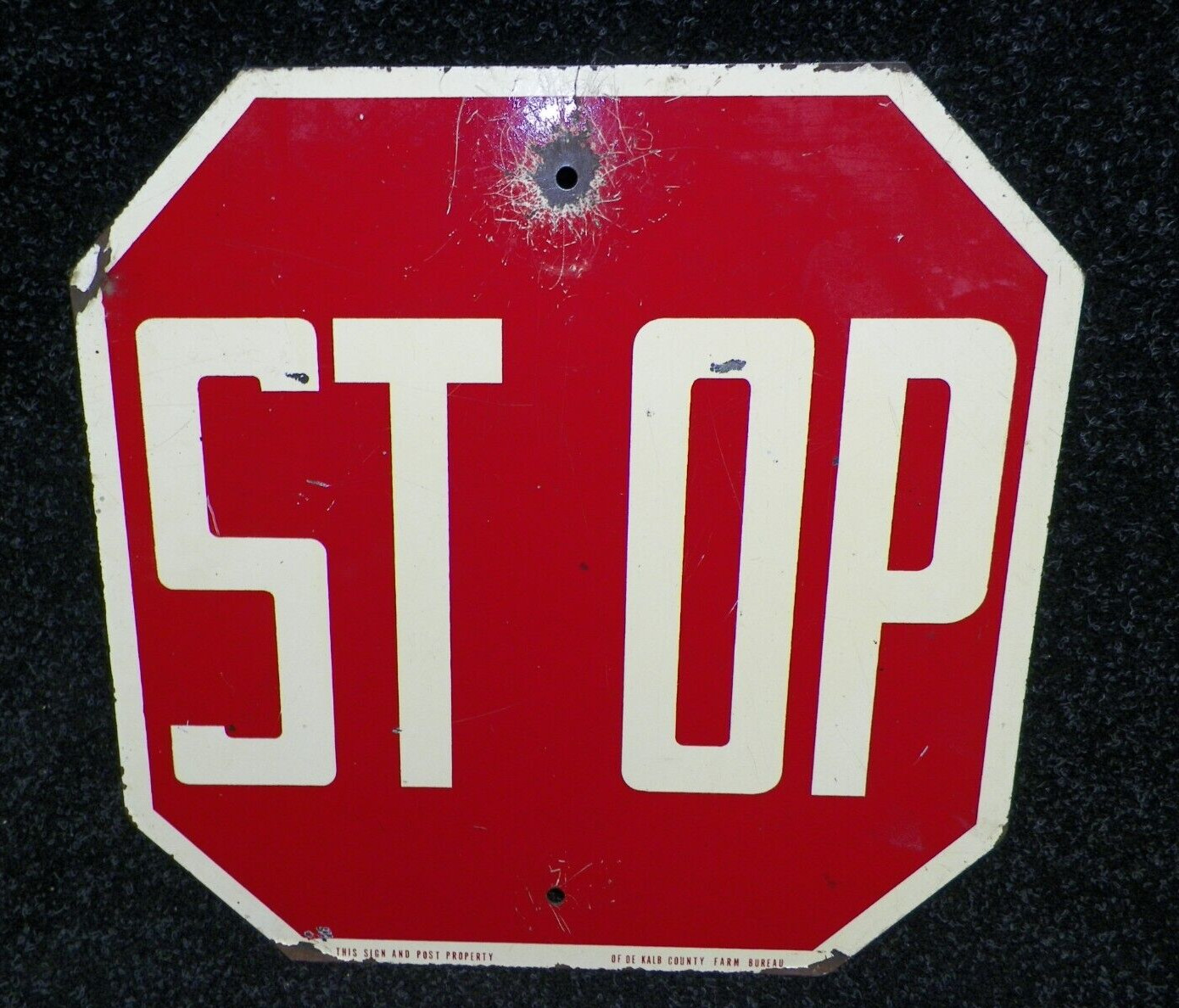 Vintage Farm Bureau & Stop Sign 15″ X 15″ Metal Sign Dekalb County Illinois