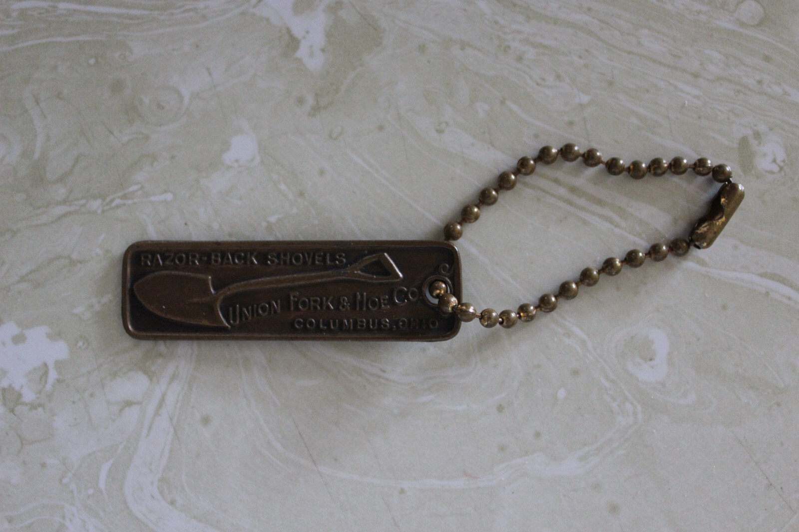 VINTAGE KEY CHAIN FROM UNION FORK & HOE CO. COLUMBUS, OHIO.