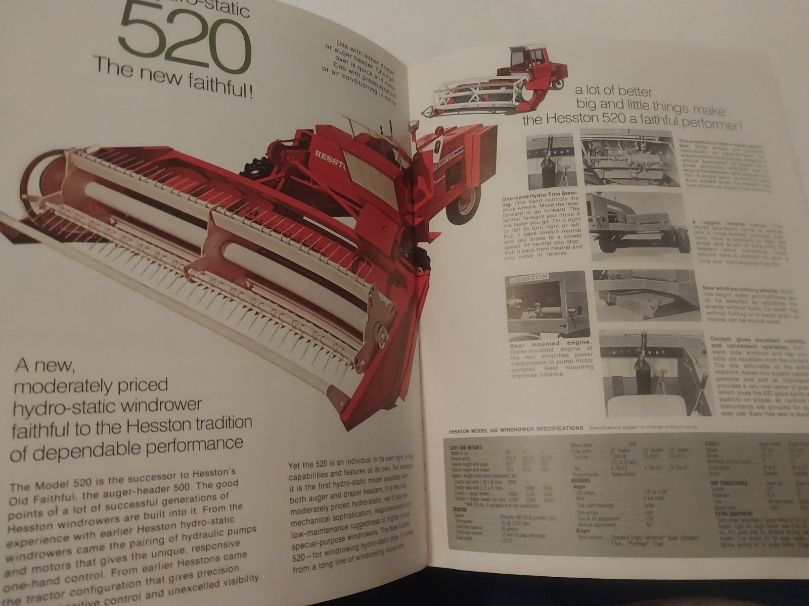 Hesston windrowers brochures 320-PT-10, PT-7, 520, 420, 620, PT-12 (1970s)