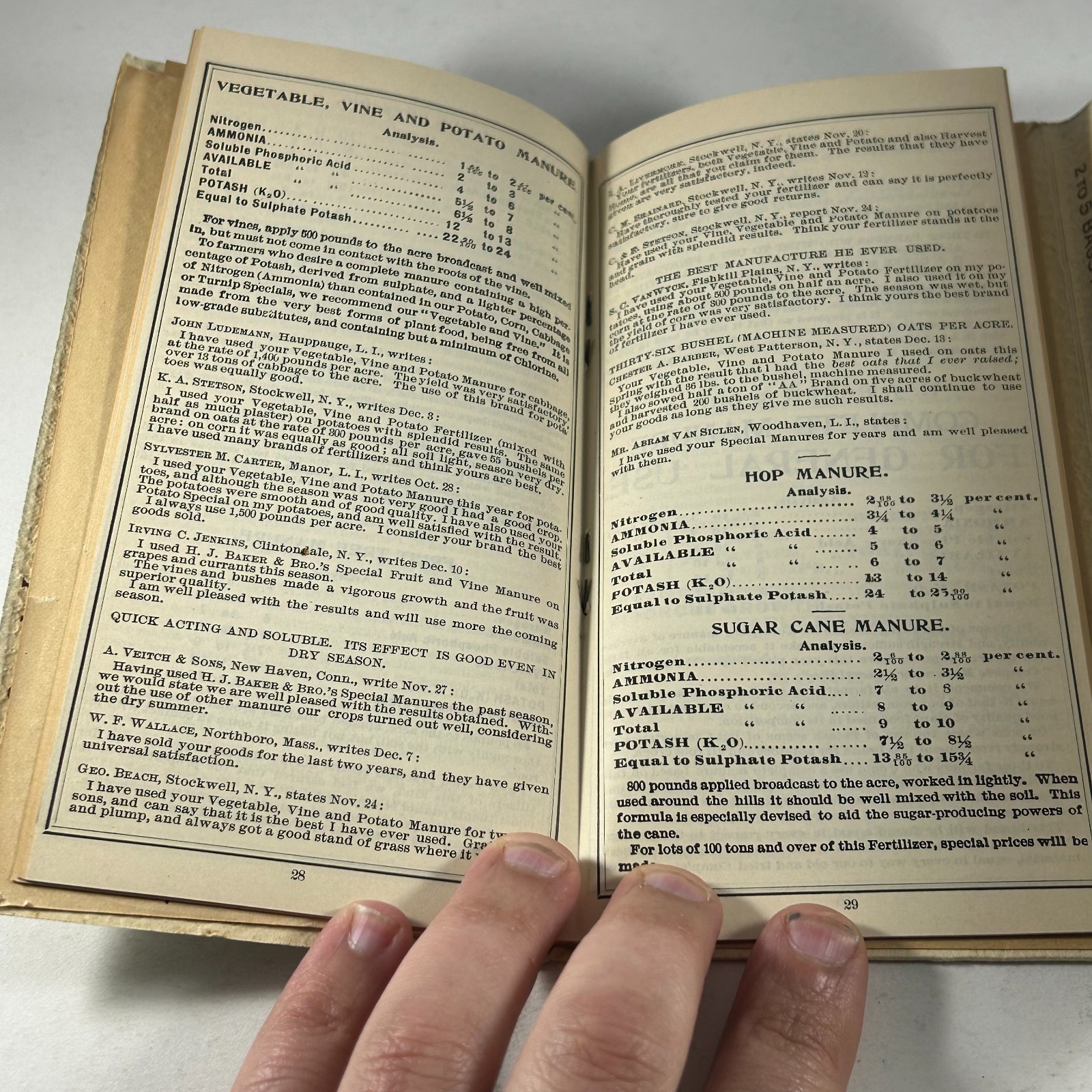 1898 Facts for Farmers H J Baker Fertilizers Manures Guide Advertising Brochure