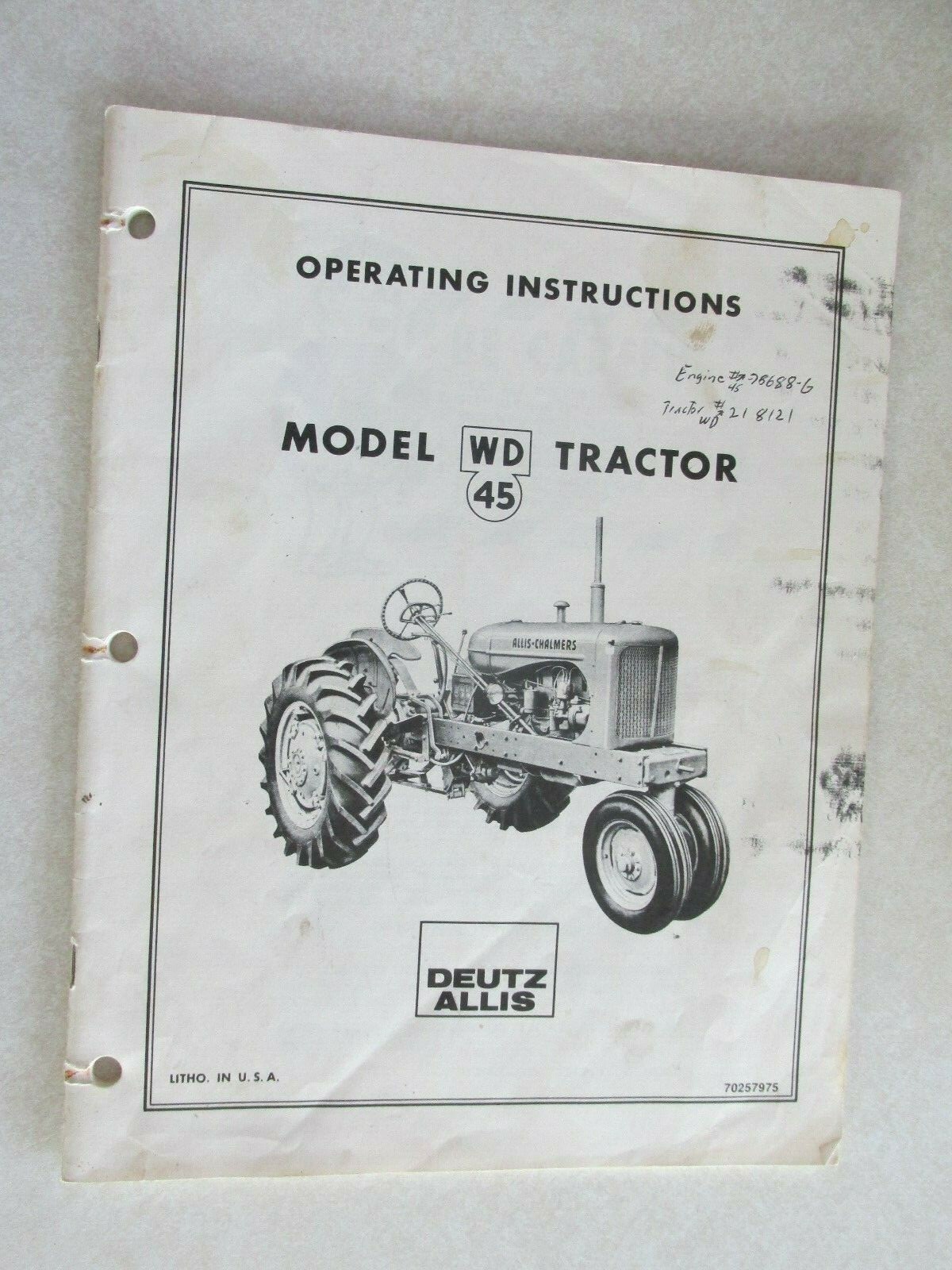 MBE79 Farm Manual Operating Instructions WD 45 Tractor Deutz Allis