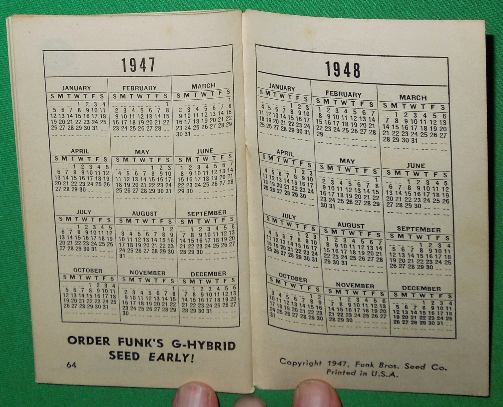Antique Farm & Livestock Themed Advertising Calendar Memo Booklets x3, 1917-1948