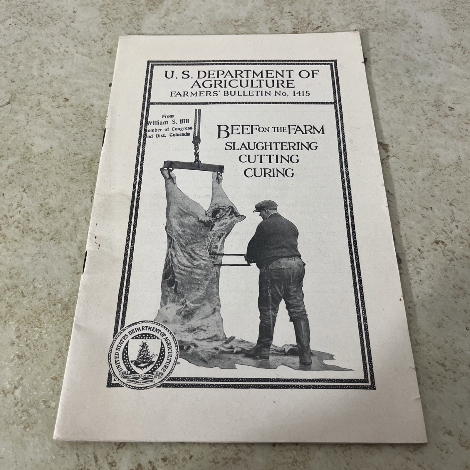 1924 USDA Department of Agriculture Bulletin~”BEEF on the FARM” Slaughtering…