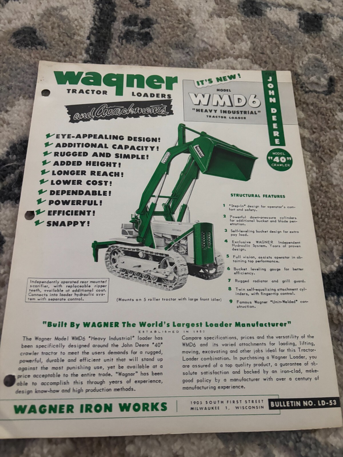 Wagner WMD6 Loader For John Deere 40 Crawler Brochure FCCA25