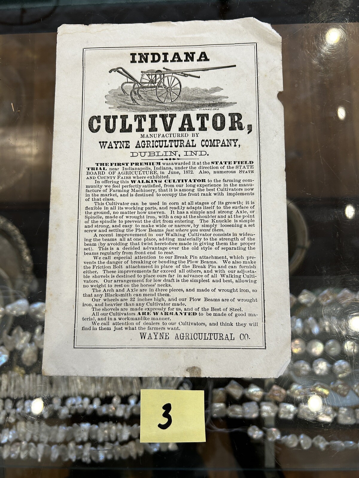 Orig Wayne Agri Co. Indiana Cultivator Dublin Indiana Advertisement 5.5 X 8.5
