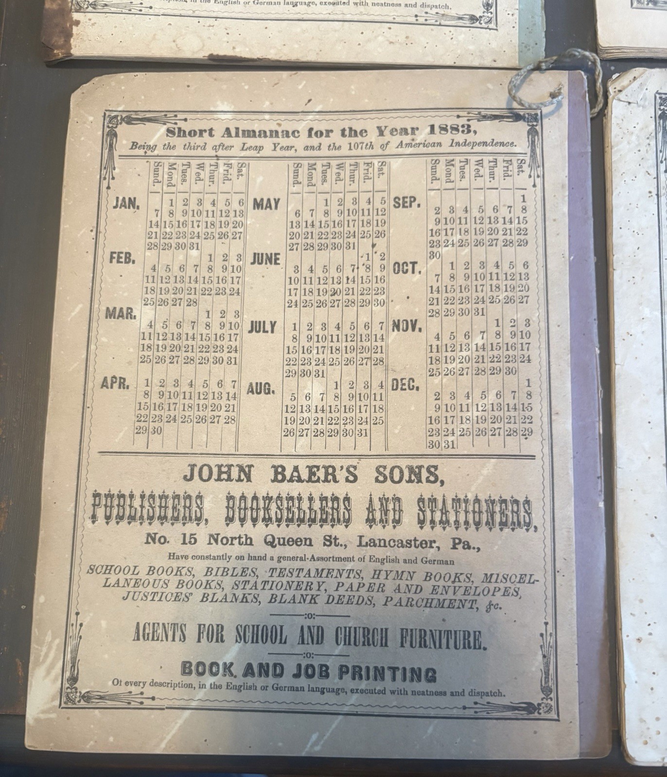 Lot Of 4 John Baer’s Agricultural Almanac Lancaster, PA Antique 1880’s