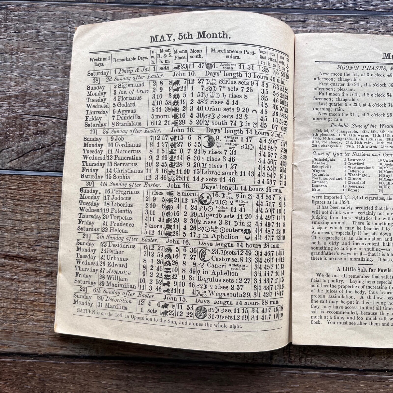 1897 John Baer’s Sons¹ Agricultural Almanac Lancaster, Pennsylvania,