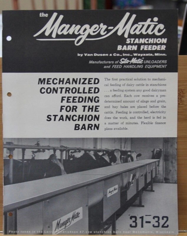 Dealer Brochure Manger Matic Barn Feeder Van Dusen Company Wayzata Minnesota MN