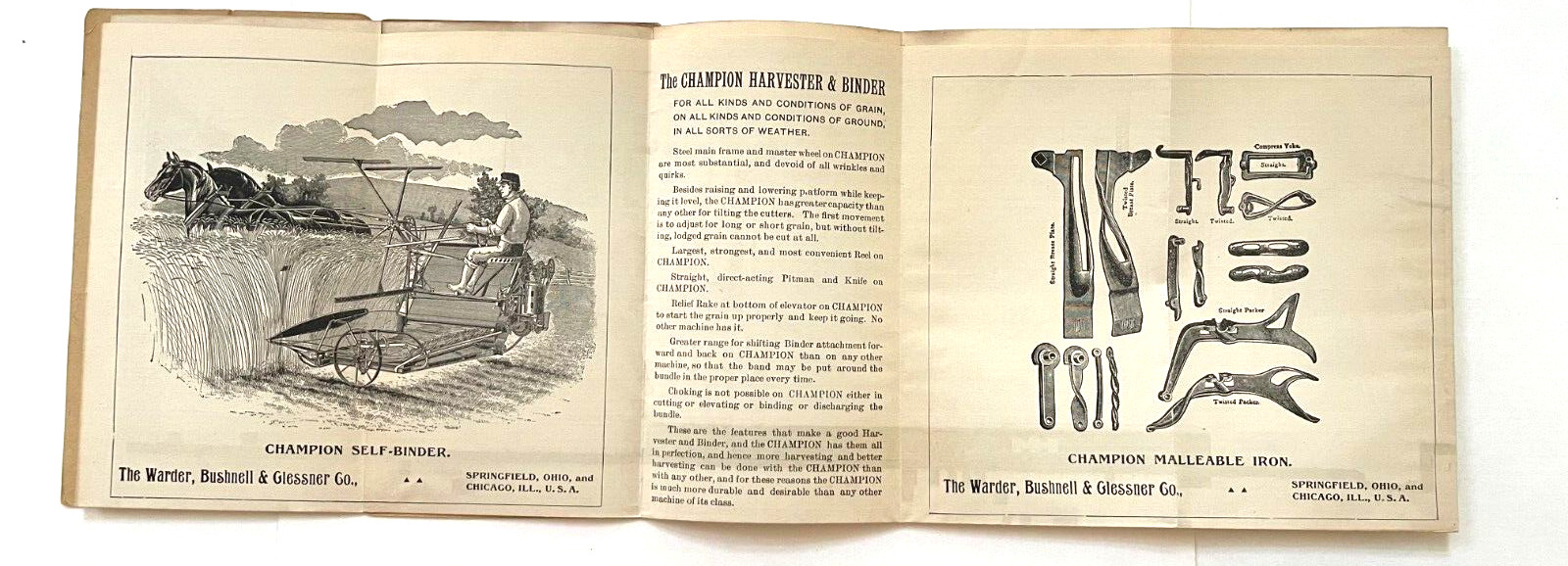 Fantastic Victorian Trade Brochure & Map “The Warder Bushnell & Glessner Co” *
