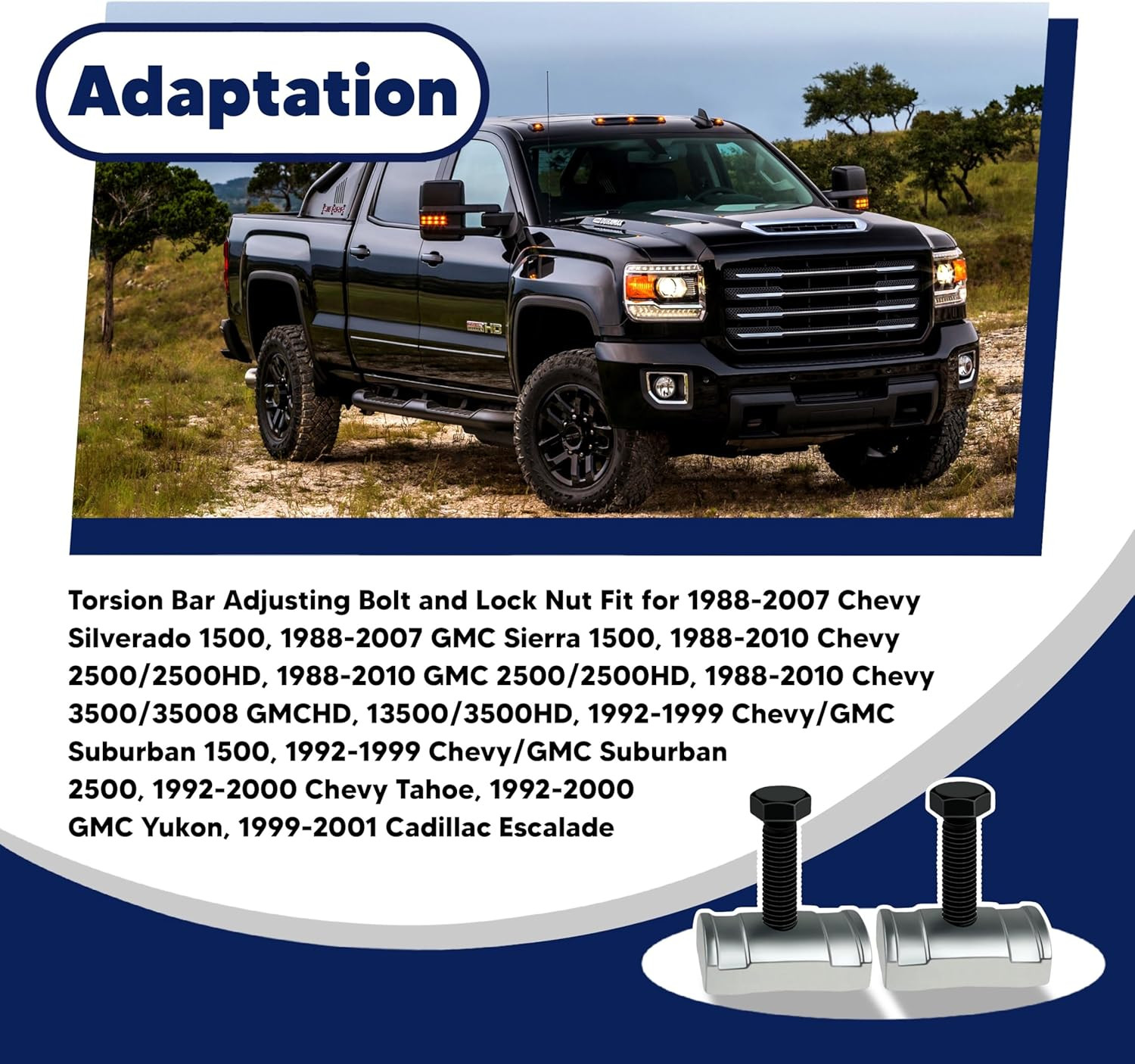 Torsion Bar Adjustment Bolt and Lock Nut Fit for Chevrolet Silverado Tahoe GMC S