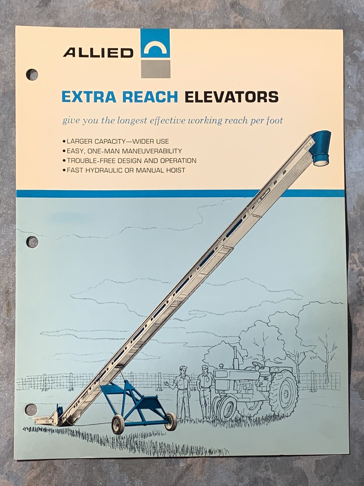 Allied Extra Reach Elevators ~ Chicago IL ~Sales Info Catalog Pg~ Vintage