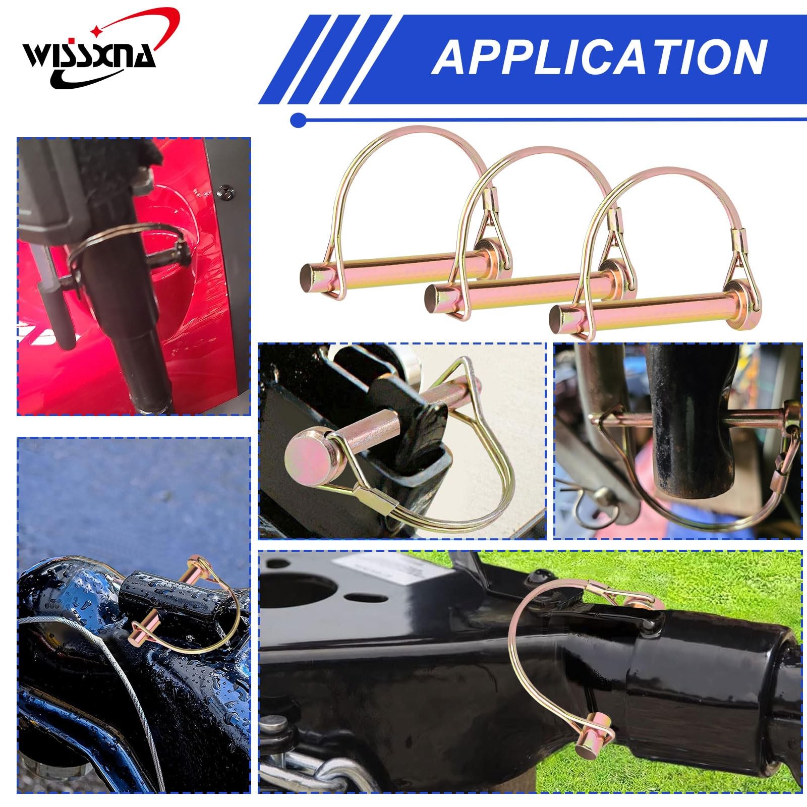 WISSXNA 6PCS D-SHAPE PTO hitch pins 1/4″x2.5″