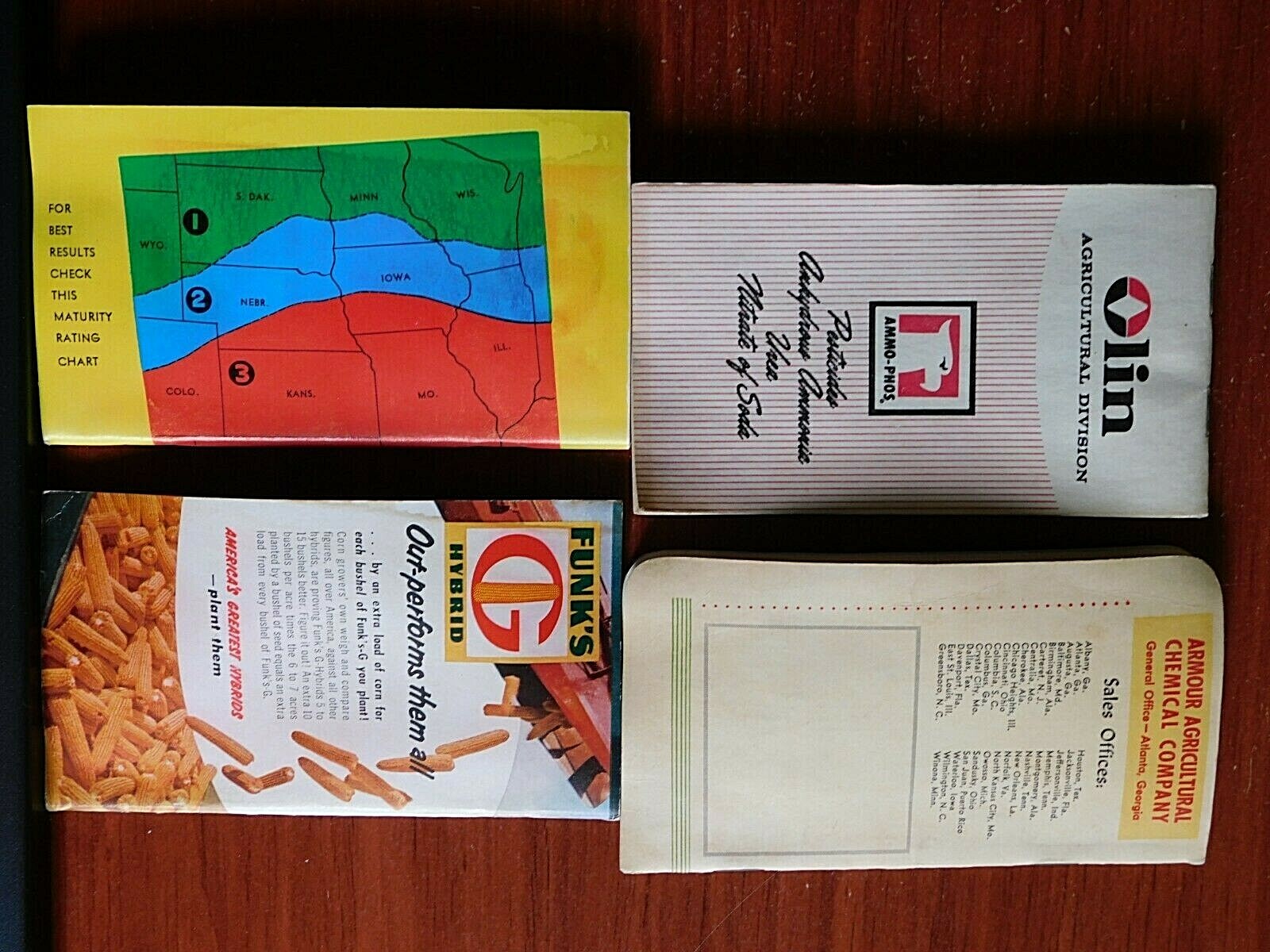 4) Notebooks: Funk’s G, McCurdy Hybrids, Olin Agri, Armour Fert – advertising