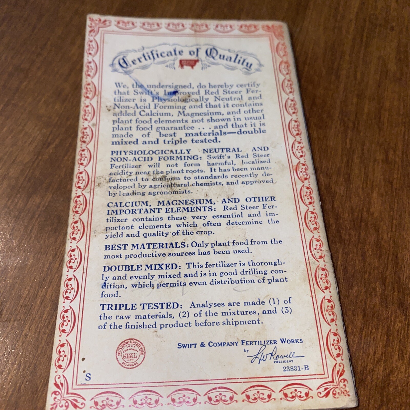 Vintage 1945 Swift’s Red Steer Brand Fertilizers Advertising Memo Book Notepad
