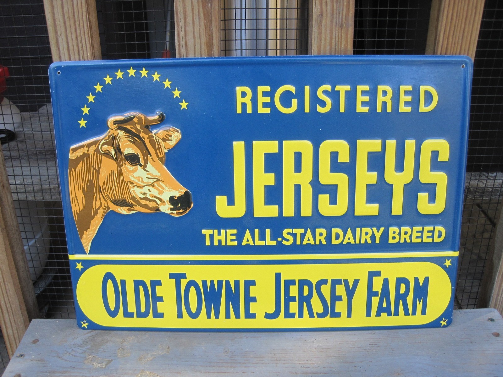 Jersey’s Olde Towne Jersey Cattle Cow Farm Metal Feed & Seed Farm Steel Sign