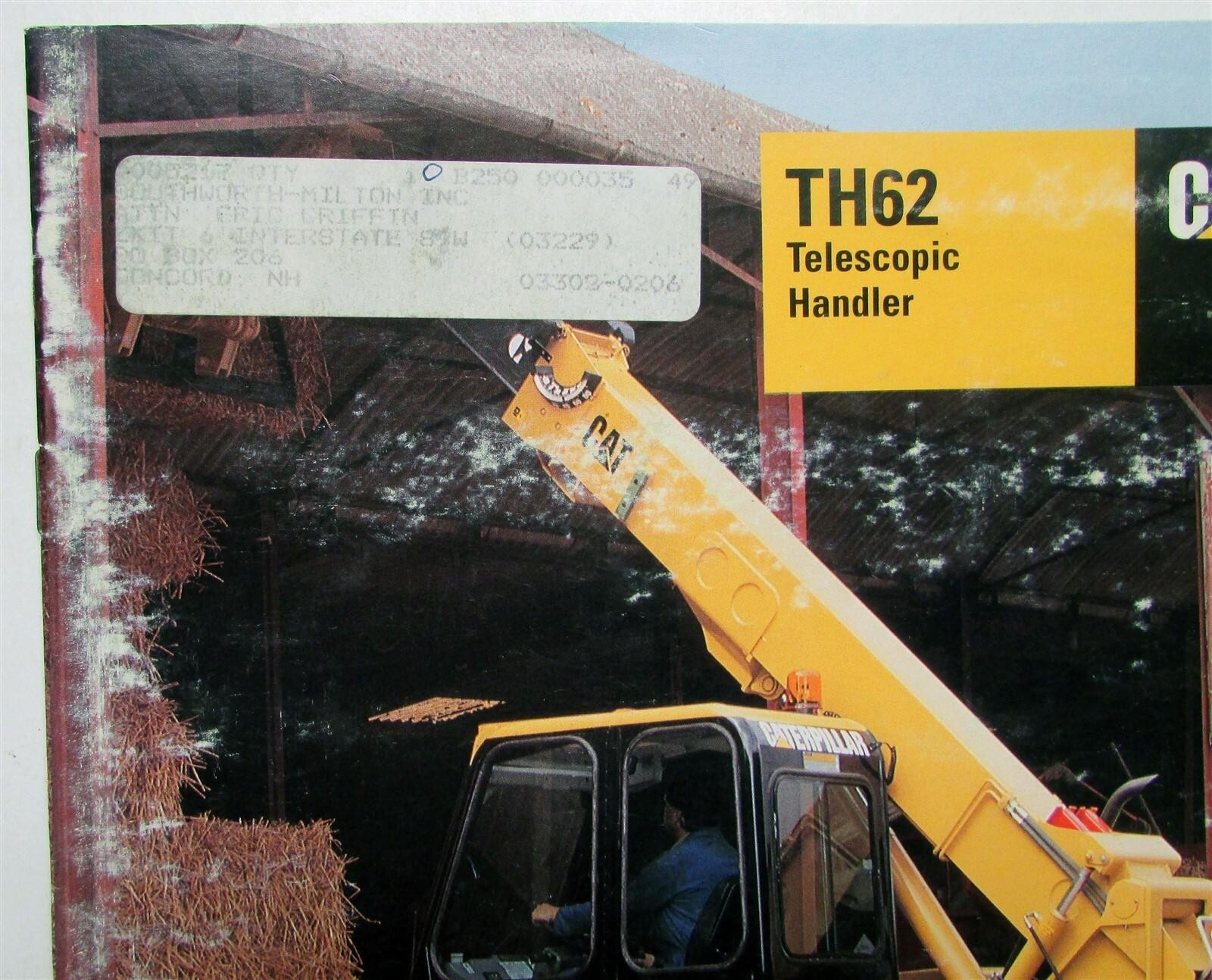 1996 Caterpillar TH62 Telescopic Handler Specs Construction Sales Brochure