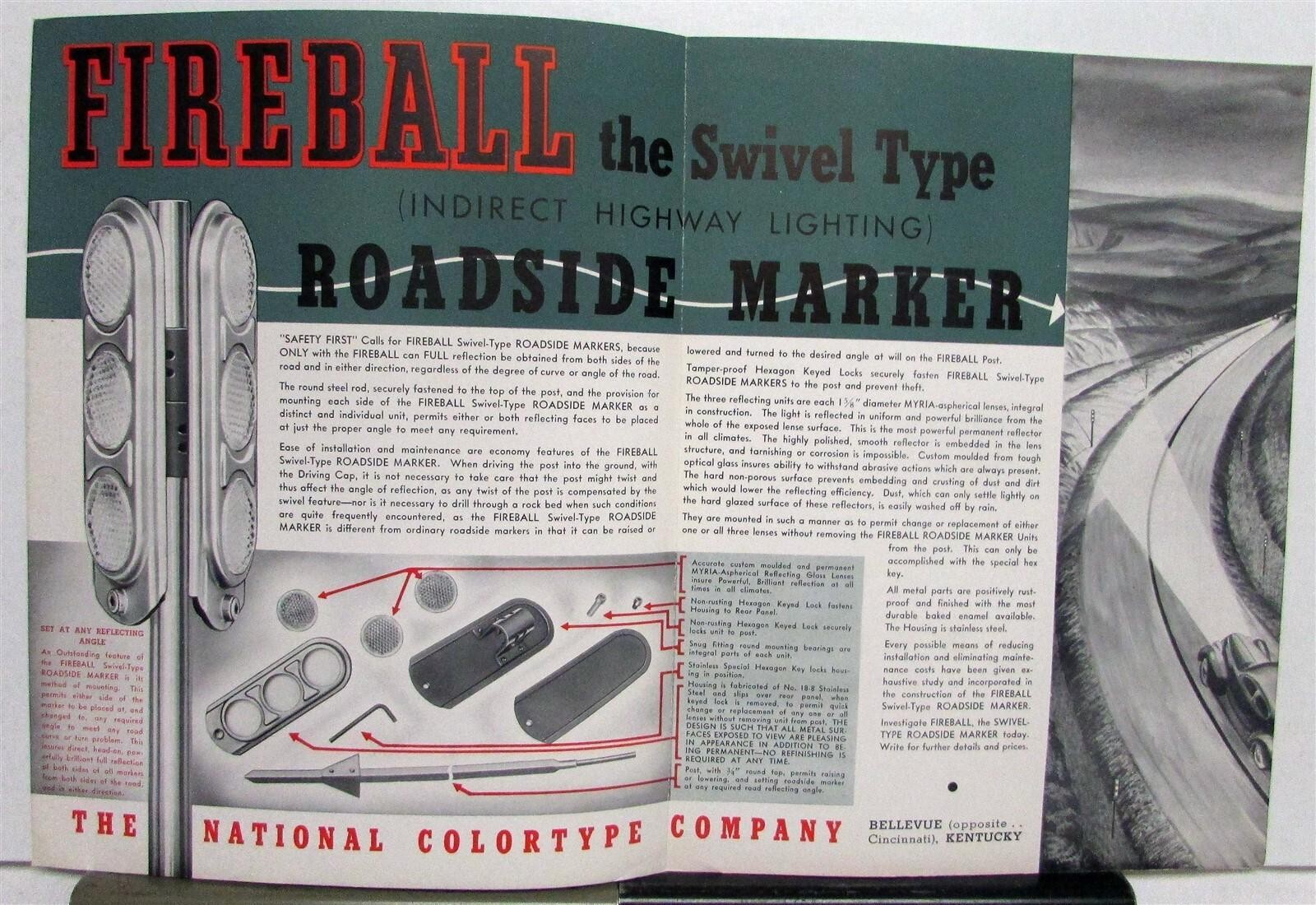 1930s National Color Type Co Fireball Swivel Type Roadside Marker Light Folder