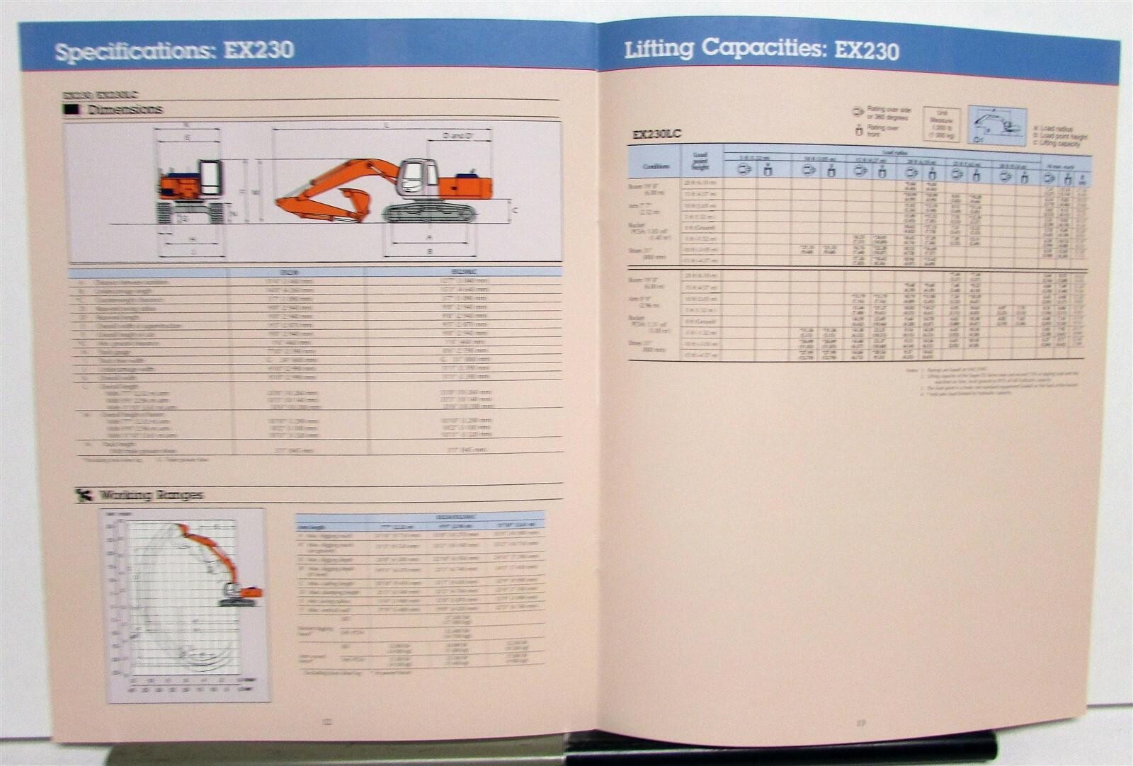 1998 Hitachi Super EX230V Excavator Specifications Construction Sales Brochure