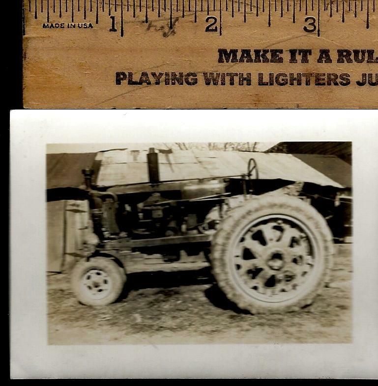 Vintage 2 Photos of old Tractor – John Deere, Ford, International, etc -Not Sure