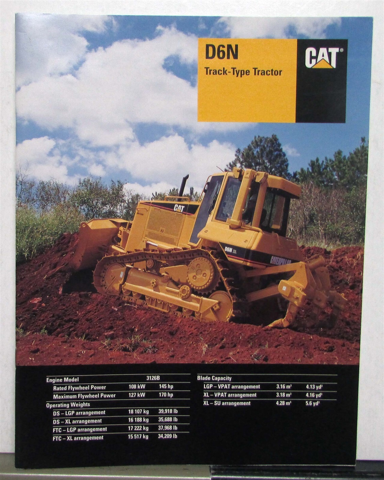 2003 Caterpillar D6N Track Type Tractor Specs Construction Sales Brochure