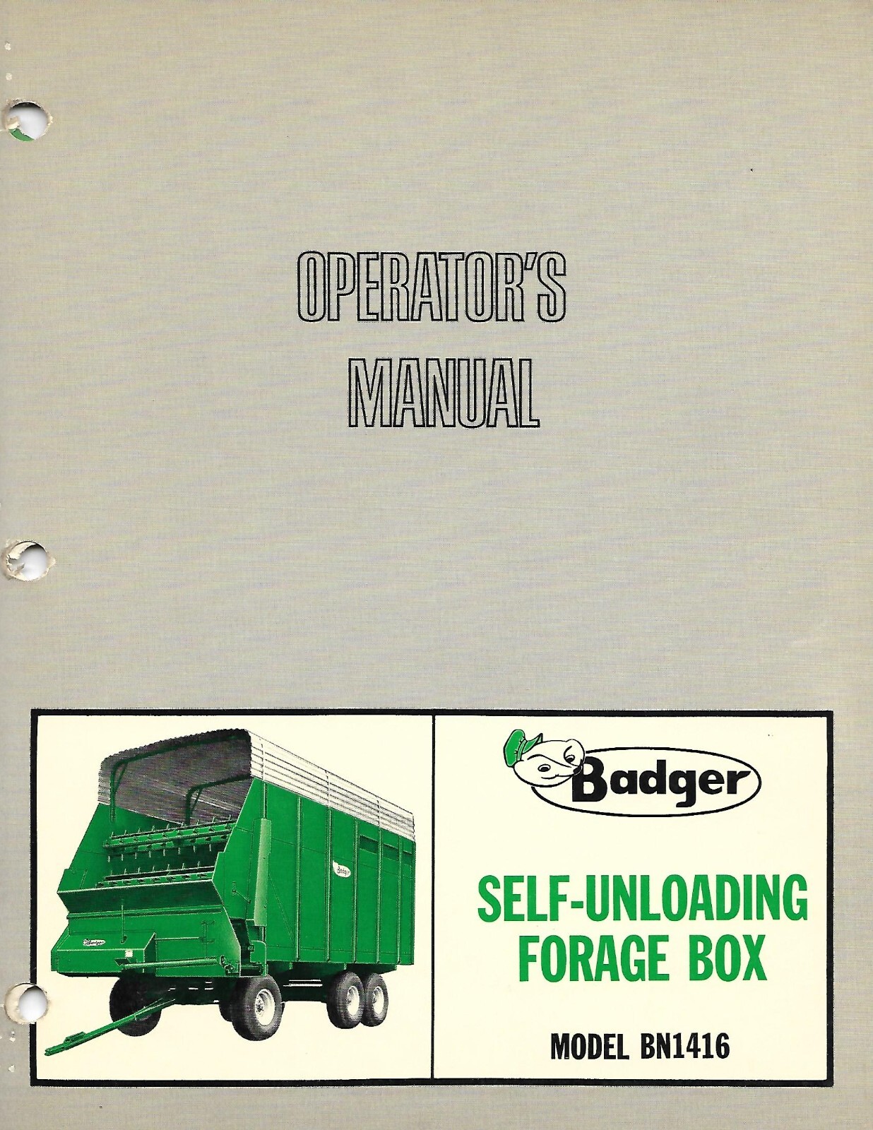 Farm Manual – Badger – BN1416 – Forage Box – Operator’s c1970 (FM629)