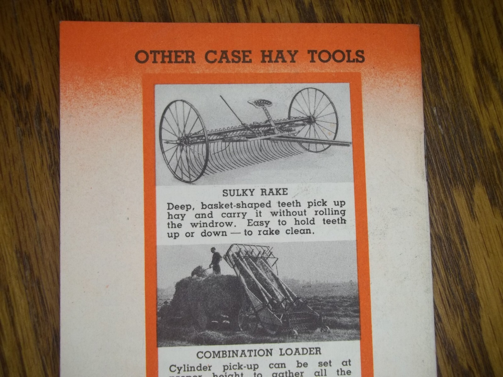 vintage J.I. Case co. hay making equipment Sulky Rake, all forage cutter 4H