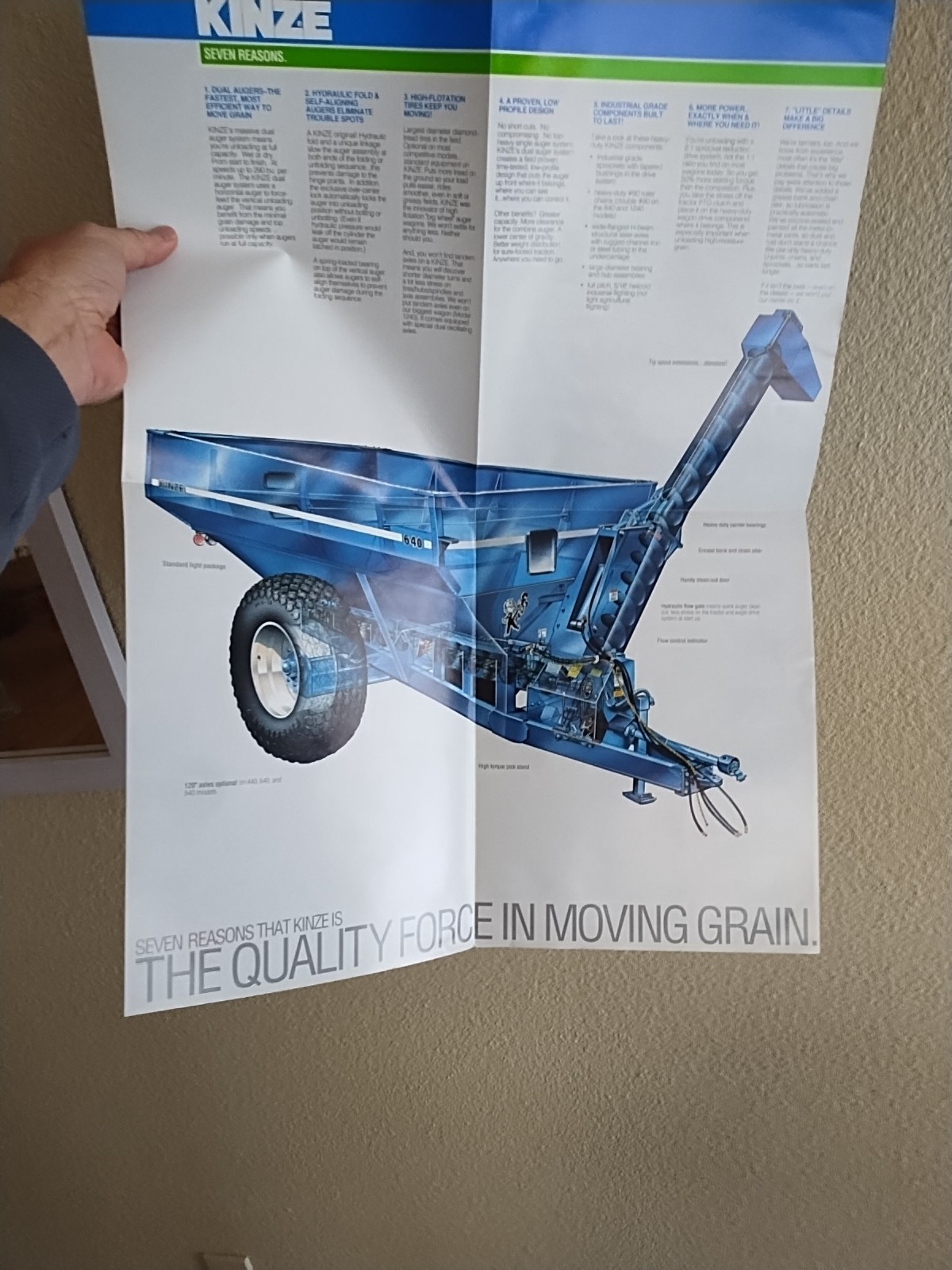 1987 Kinze Auger Wagon 440 840 1240 Brochure Williamsburg IA 640 Fold Out Poster