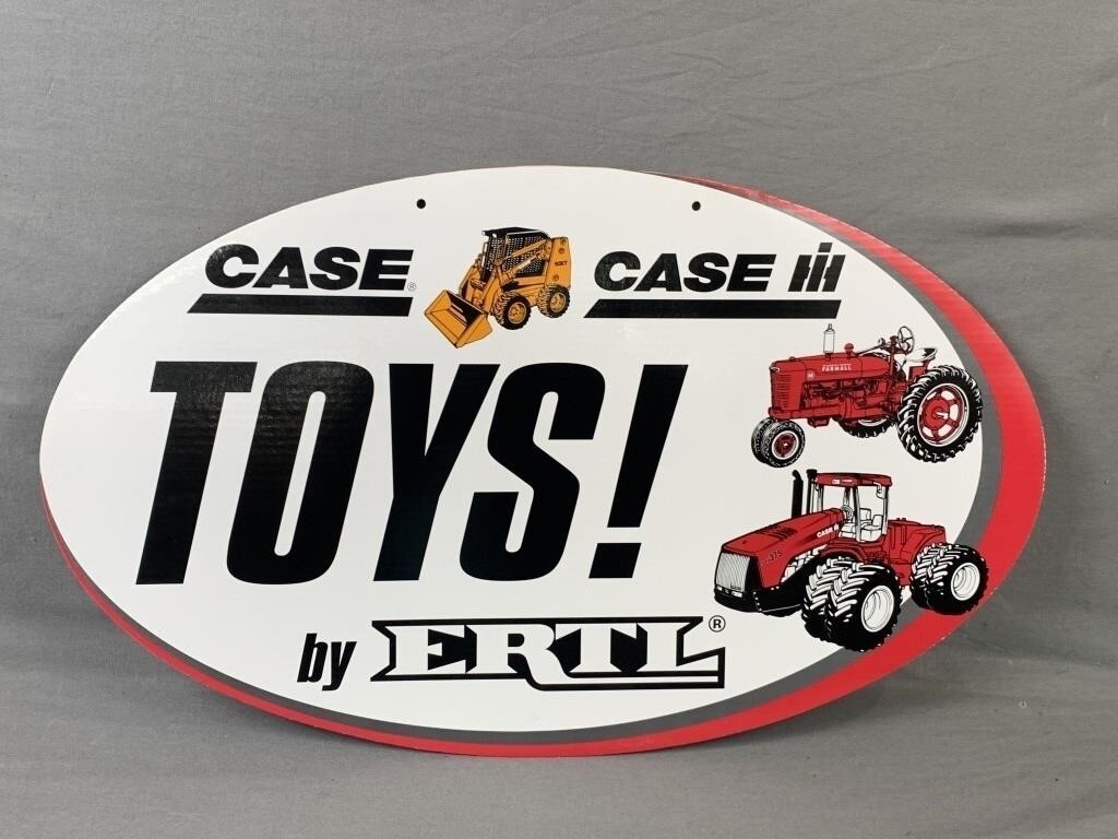 Case TOYS! by ERLT Sign Double sided Oval 29.5″ x 17.75″ cardboard VG condition