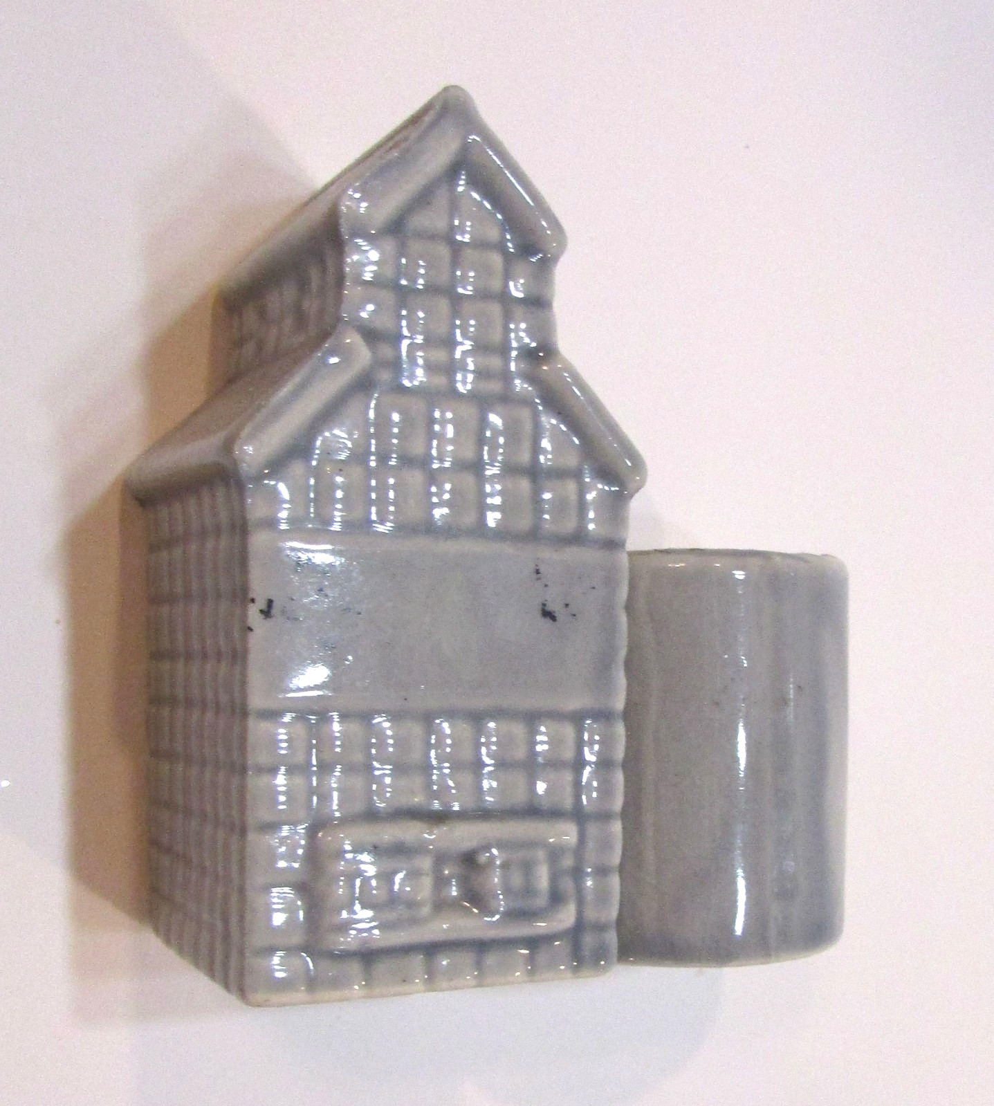 Vintage Grain Elevator Building Warco Japan Gray Ceramic 3″ Toothpick Holder