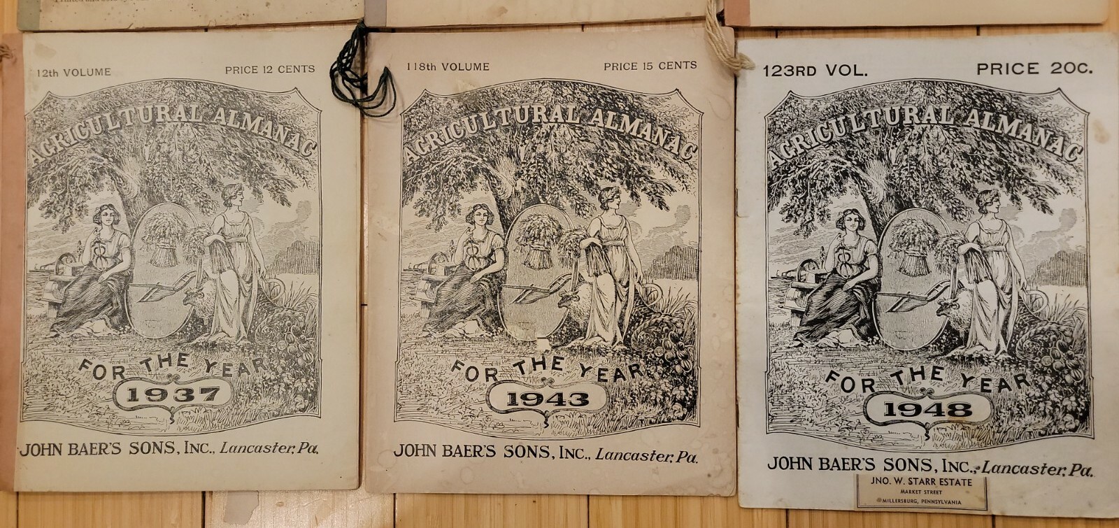 9 Vintage 1900s John Baer’s Agricultural Almanac Lancaster, PA Antique Farmers
